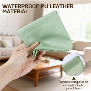 กระเป๋าหนัง PU กันน้ำแบบมีฝาปิด กระเป๋าใส่เหรียญขนาดเล็กแบบพกพา กระเป๋าใส่เครื่องประดับ PU กระเป๋าเก็บของ กระเป๋าใส่เหรียญ - Product Image 4
