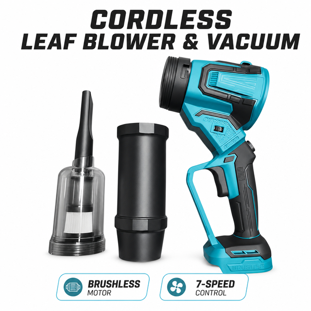 A6-0010 Industrial Brushless Motor Cordless Leaf Blower Vacuum 2-in-1 Handheld Air Blower with 7-Speed Control 3-Year Warranty