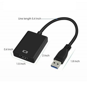 อะแดปเตอร์ยูเอสบี 3.0 เป็น HDMI สายเคเบิลขนาด 5.4 นิ้วสำหรับการเชื่อมต่อแล็ปท็อป HDTV - Product Image 1