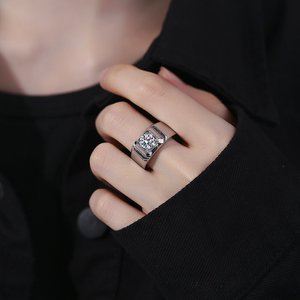 Funkeln der 1 Karat runder brillanter offener breiter <span class=keywords><strong>Ring</strong></span> für Männer Funkeln der Fingerring Diamant Funkeln der Ehering für Bräutigam - Product Image 2