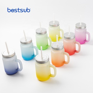 Bán Buôn Tùy Chỉnh Thăng Hoa Blanks Item Mug 12Oz Glass Tumbler Mason Jar Với Rơm - Product Image 1