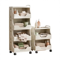 Carrito de Almacenamiento Plegable de Plástico, con Ruedas, para Espacios Reducidos, de 5 Niveles, Minimalista, Moderno y Multiusos para Sala de Estar