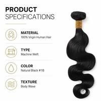 Extensions de cheveux Body Wave à double trame, 100% cheveux humains vierges brésiliens non traités