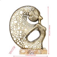 Statue abstraite moderne de luxe en laiton couleur laiton, sculpture féminine Art Déco sur base en marbre, décoration d'intérieur, cadeau d'art, vente en gros directe usine