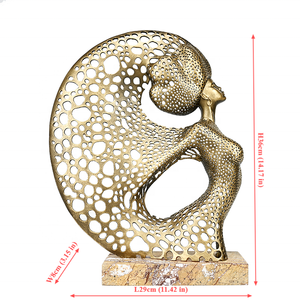 Escultura Femenina de Latón Directo de Fábrica, Estilo <span class=keywords><strong>Art</strong></span> Deco Moderno de Lujo, Base de Mármol, Estatua Abstracta, Decoración para el Hogar, Regalo <span class=keywords><strong>Art</strong></span>ístico, Venta al por Mayor - Product Image 2