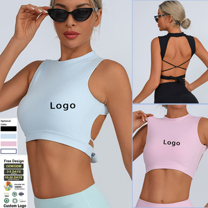 Soutien-gorge de sport <span class=keywords><strong>dos</strong></span> croisé sans bretelles rembourré maintien élevé séchage rapide Spandex/Nylon Vêtements de sport Yoga - Product Image 1