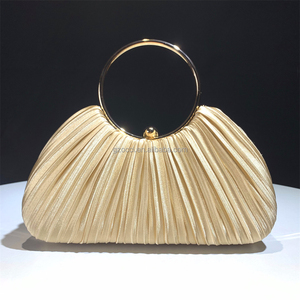 OC4442 Bolso de Mano Tipo Clutch para Mujer, Diseño Plisado, Color Sólido, Asa Redonda, Bolso de Noche Elegante para Fiesta, Precio Económico al por Mayor - Product Image 2