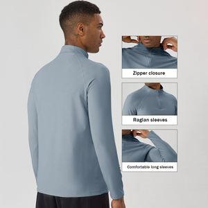 XW-51526 Abbigliamento Sportivo Casual da Corsa e Palestra, Magliette Essenziali Comode e Larghe con Cerniere per Uomo - Product Image 4