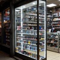 Vitrine de présentation pour présentoir de produits en verre trempé sur mesure avec éclairage LED couleur sur base, idéale pour les boutiques de produits pour fumeurs