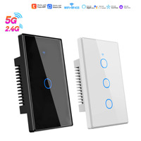 Interrupteur mural tactile intelligent, double bande 2.4G 5G WiFi, contrôleur sans fil pour interrupteur intelligent standard américain, contrôle par application