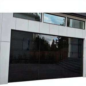 Porte de <span class=keywords><strong>garage</strong></span> moderne <span class=keywords><strong>à</strong></span> isolation thermique, cadre en alliage d'aluminium noir, double vitrage trempé - Product Image 1