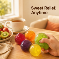 Balle anti-stress en gel souple et translucide en forme de fruit, lot de 5, jouets à presser pour la maison et le bureau
