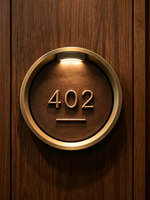 Plaque de numéro de chambre en métal doré/bronze électroplaqué sur mesure, étanche, anti-broderie, garantie 2 ans pour hôtel