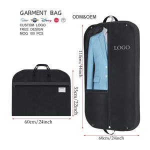 Prezzo di fabbrica personalizzato Non tessuto riutilizzabile pieghevole borsa di abbigliamento personalizzata di lusso nero borsa della polvere per il viaggio di lavoro - Product Image 2