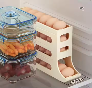 Cuadrado cocina hogar refrigerador desplazamiento huevo estante soporte PP + PET bandeja de almacenamiento cajas y contenedores moderno huevo dispensador - Product Image 2