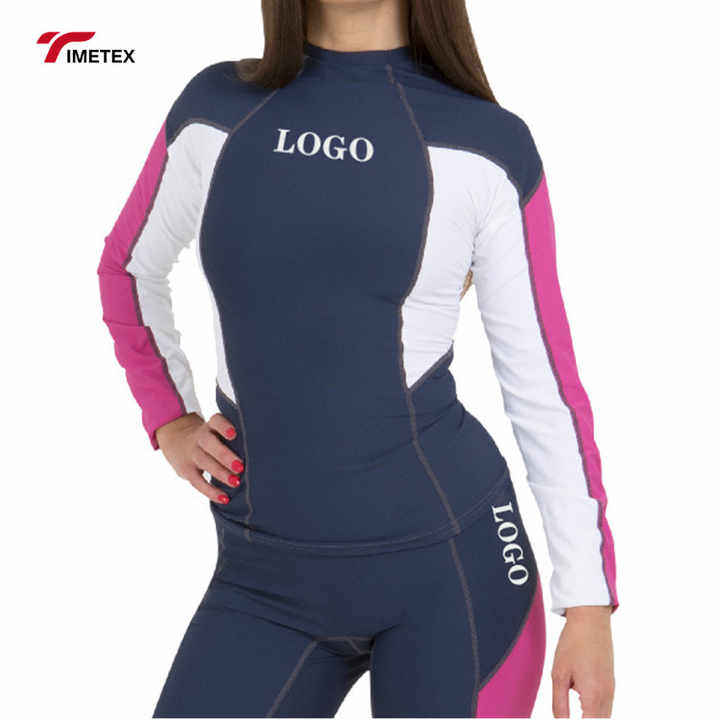 TIMETEX Women Long Sleeve Fashion Design Quick Dry Pullover  Uv Protection Printed Surfing Rash Guard