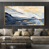 Peinture Murale Abstraite 3D Dorée en Gros, Texture Épaisse, Art Mural Moderne de Luxe 100% Fait Main, Décoration Murale Abstraite
