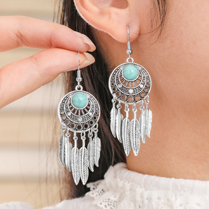 Bohemian Tassel Drop <b>Earrings</b> Antique <b>Silver</b> Plated Women's Party Jewelry Alloy <b>Long</b> Dangle <b>Earrings</b> Fashion Accessory - Product Image 2