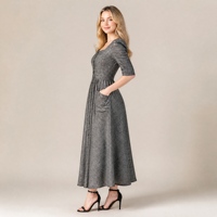 Robe longue élégante boutonnée pour femme, coupe trapèze, décontractée, d'été, avec poches, idéale pour le bureau et les trajets quotidiens