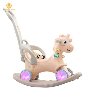 新产品粉色儿童滑动玩具塑料批发跳马玩具骑乘摇杆婴儿摇摆滑梯