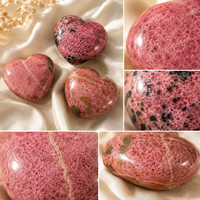 Pierre de palmier en cristal poli en forme de cœur de rose rouge de 5-6 cm, cadeau romantique et décoratif pour la maison et la collection