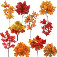 Feuilles d'érable artificielles, lot de feuilles d'automne, feuilles d'érable pour l'intérieur et l'extérieur, décorations de table pour Halloween, Thanksgiving, fête, maison