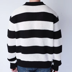 Fabricant sur mesure OEM & ODM Polo à rayures et découpes pour hommes Pull jacquard Pull en tricot personnalisé Pull polo - Product Image 2