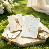Kit d'invitation de mariage de luxe en papier coton avec impression typographique, menu, cartes de réponse et cartes 'Save the Date' avec dorure à chaud
