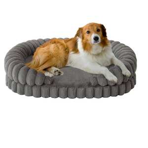 Orthopädisches Hundebett für Große Hunde Waschbar <span class=keywords><strong>36</strong></span> Zoll Oval Haustierbett mit Erhöhten Seitenwänden Wasserdicht Rutschfeste Basis Gelenkentlastung für Haustiere - Product Image 1
