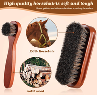 2 Pcs Kit de brosses pour chaussures en crin de cheval, applicateurs pour le nettoyage des chaussures en cuir, brosses pour l'entretien des bottes et du daim.