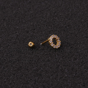 16g in acciaio inox vite posteriore orecchini a triangolo quadrato cerchio Cz orecchio cartilagine elica Tragus Rook Conch Piercing orecchino - Product Image 3