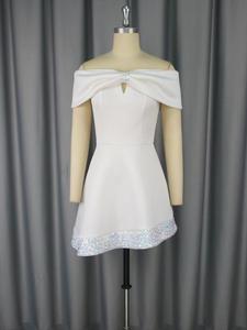 Robe de mariée blanche à sequins et nœud, coupe trapèze, ajourée, style tube, pour demoiselles <span class=keywords><strong>d</strong></span>'<span class=keywords><strong>honneur</strong></span> - Product Image 4