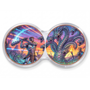 Moneda Conmemorativa de Cobre Puro .999 de 1 oz con Impresión UV de Hércules vs. Mecha Hydra para Regalo de Graduación o Colección - Product Image 1