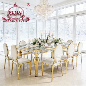 Exquisita Mesa Rectangular Moderna para Recepción de Bodas, con Cubierta de Vidrio Transparente y Decoración de Cristal, para Uso en Hoteles, Comedores y Exteriores - Product Image 1