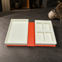 Boîte cadeau en chocolat de luxe personnalisée, emballage en papier rigide rouge avec insert à quatre compartiments, couvercle magnétique de style livre, vente en gros