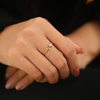 Bague ajustable en zircon en forme de cœur avec lettre initiale (26 lettres au choix) pour femme – Nouvelle collection tendance
