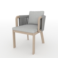Ensemble de salle à manger d'extérieur moderne en teck, 7 pièces, table de patio en corde tressée et 6 chaises pour jardin, hôtel, complexe hôtelier