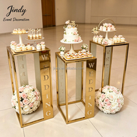 JINDY Ensemble de supports à gâteaux pour fêtes de mariage, socle doré pour table de desserts et événements festifs