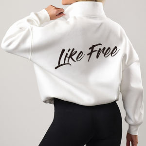 <span class=keywords><strong>Felpa</strong></span> da <span class=keywords><strong>donna</strong></span> oversize personalizzata <span class=keywords><strong>felpa</strong></span> da <span class=keywords><strong>donna</strong></span> in pile di cotone biologico <span class=keywords><strong>bianco</strong></span> con Zip - Product Image 4