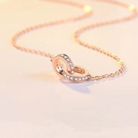 Collier à double anneau plaqué argent, chaîne de clavicule tendance pour femme, style célébrité internet, design de niche