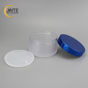 प्लास्टिक कॉस्मेटिक पैकेजिंग जार खाली ठंढ कॉस्मेटिक जार के साथ धातु नौसेना के नीले ढक्कन के साथ खाली मेंढक - Product Image 6