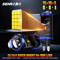 Feux de route et de croisement 130W 10000LM pour voiture, mini projecteur bi-LED H4, phares LED à lentille de projecteur, ampoule H4