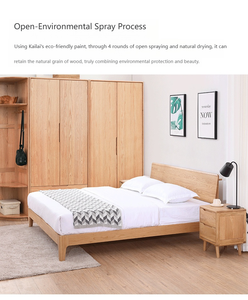 Cama Doble de Madera de Roble Macizo, Diseño Moderno, 1.8M, Altura Ajustable, Muebles Grandes para Dormitorio, para Apartamentos - Product Image 4