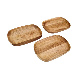 Wholesale Customized Acacia Wooden Tray Unbreakable <strong>Plates</strong> <strong>Serving</strong> Tray Wooden Dishes Acacia Wood Round Dinner Charger <strong>Plates</strong> - Product Image 2