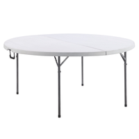 Vente en gros à prix réduit Table pliante ronde blanche en plastique HDPE pour banquet, repas, 180cm, 10 à 12 personnes, pour événement de mariage