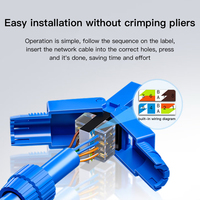 SAMZHE 1 unidad Conector RJ45 Cat6a de 6 pulgadas chapado en oro, sin herramientas, sin blindaje, con carcasa de PC, 8P8C, modular, de fácil instalación