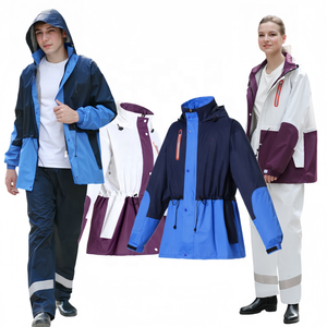 Thời Trang Hai-Tone Dành Cho Người Lớn Không Thấm Nước Áo Mưa Đô Thị Lá Chắn Đội Mũ Trùm Mũ Mưa Áo Khoác Và Quần Set Cho Thành Phố Đi Đi Xe Đạp E-Xe Đạp Xe Tay Ga - Product Image 1