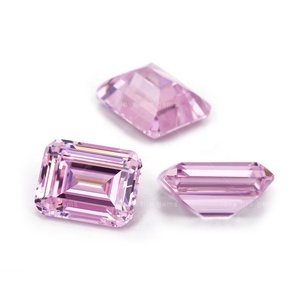 Gemas Sintéticas <span class=keywords><strong>de</strong></span> Circonita Cúbica Simulada, Grado 5A, Corte Esmeralda Octogonal, Color <span class=keywords><strong>Rosa</strong></span> Claro - Product Image 4