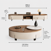 Table Basse Ovale Moderne Minimaliste Écologique avec Deux Tiroirs pour Mobilier de Maison, Bureau, Salon, Appartement - Facile à Nettoyer