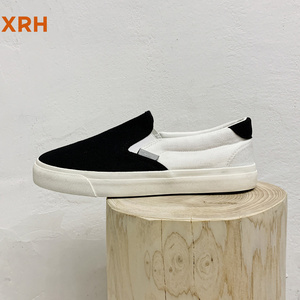 XRH Wholesale Color Blocking Custom Logo Flats Canvas <strong>Shoes</strong> Black White Slip on Casual Canvas Trendy <strong>Shoes</strong> for Women Mens Unisex - Product Image 6